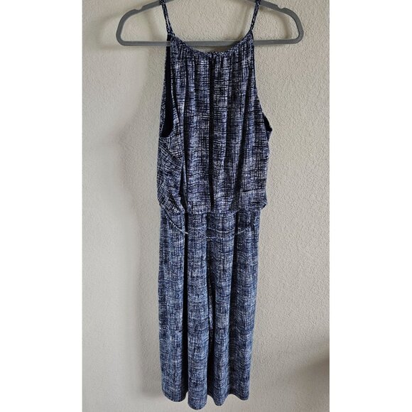 Roz & Ali Woman Size XL One Piece Cropped Wide Leg Jump Suit BOHO Beach Nautical - Picture 3 of 9
